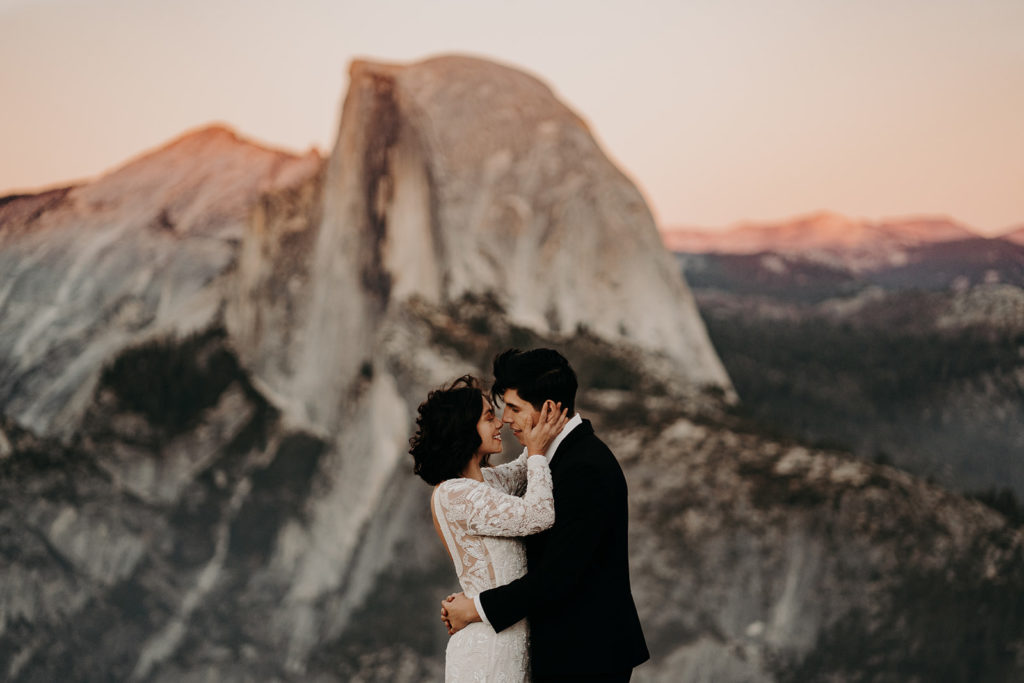 A gorgeous sunrise elopement overlooking Yosemite Valley and Half Dome