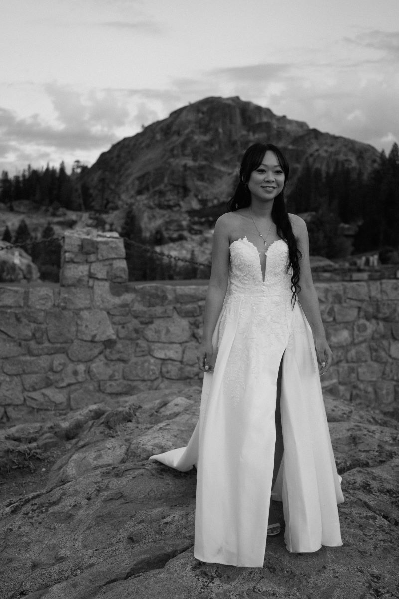 A woman in a white wedding dress 